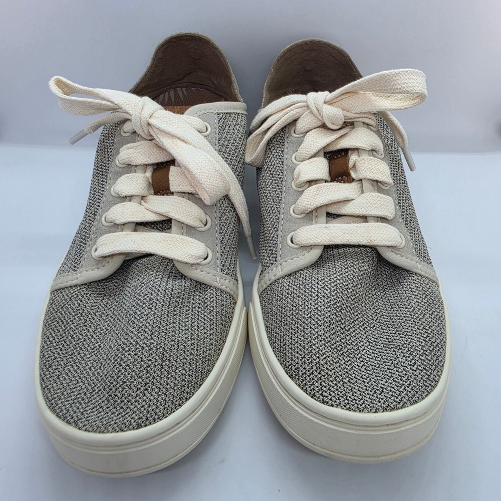 OluKai Pehuea Li Womens‎ 7.5 Tapa Gray Mesh Lace Up Drop-In Heel Sneakers - Picture 2 of 11
